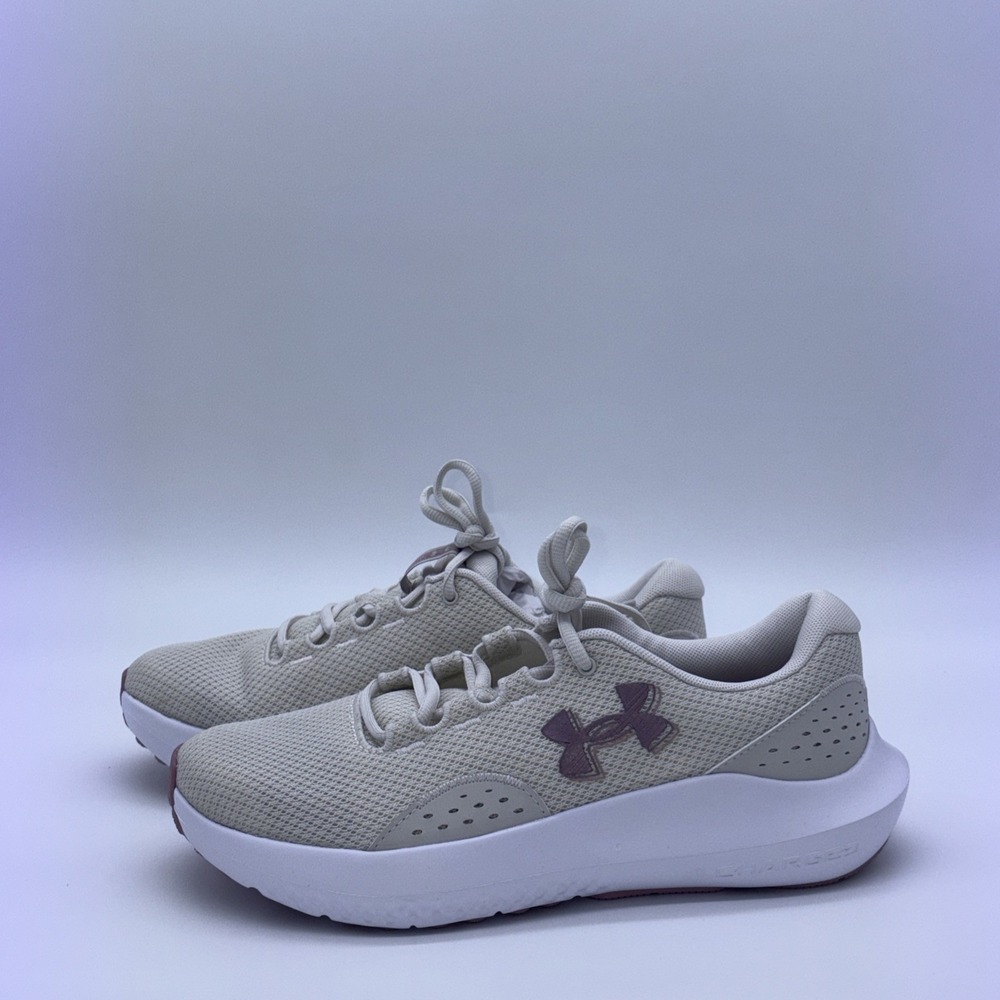 Under Armour Charged Surge 4 Women Size 9 White Pink Running Shoes 3027007-110 - Picture 3 of 12